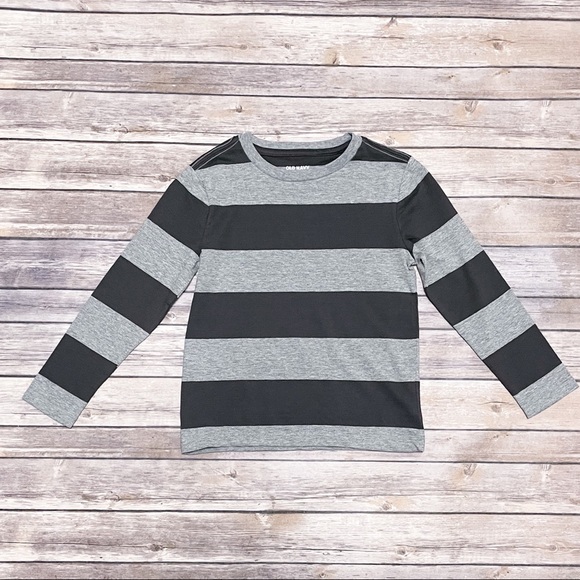 Old Navy Heather Dark Gray Stripe Long Sleeve Shirt NWT Small Boys Crew Neck